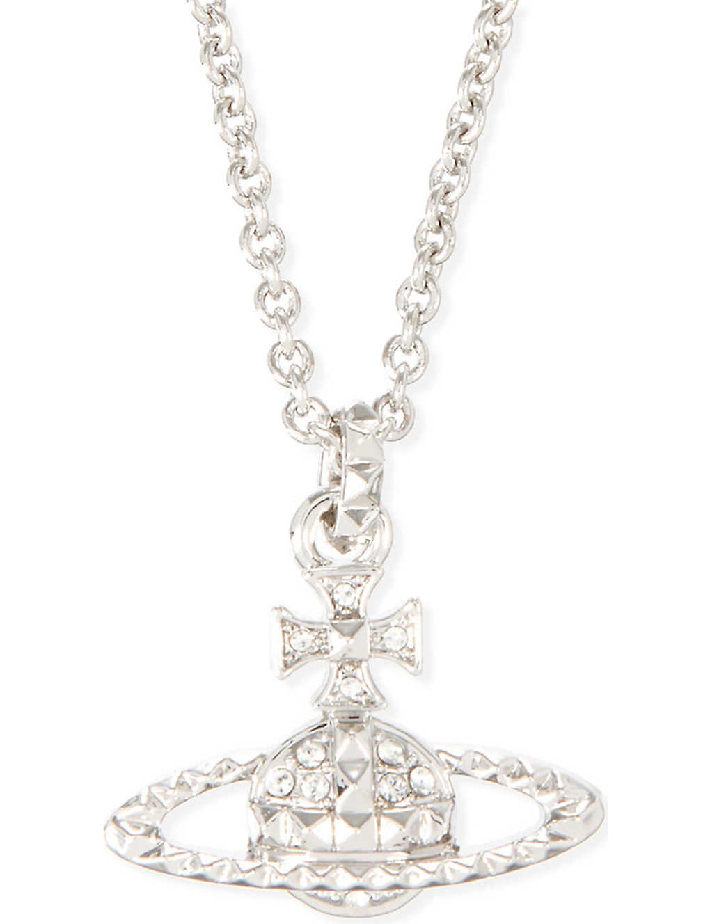 VIVIENNE WESTWOOD JEWELLERY Mayfair Bas Relief rhodium-plated brass and crystal pendant necklace