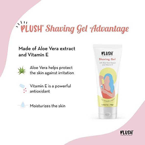 Copy of Plush All Natural Shaving Gel for Women with Aloe Vera & Vitamin E Extracts | Free from Sulphates & Parabens | 100% Vegan | Best for Smooth Shaves & Moisturizing | For Normal-Sensitive Skin - 100 GMS