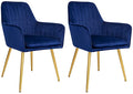 Copy of CangLong Furniture Modern Living Dining Room Accent Arm Chairs Club Guest with Gold Metal Legs, Set of 2, Navy Blue