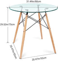Copy of Nidouillet Round Glass Dining Table, Coffee Desk with 4 Beech Wood Legs for Kitchen Living Room AB053