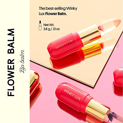 Winky Lux Flower Balm, Color Changing Flower Jelly Lip Balm Cosmetics, Find Your Perfect Shade of Pink Using the Unique pH Level of Your Lips, 0.13 Oz, Purple Flower