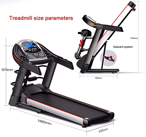 Digital Folding Treadmill, Motorised Treadmill Folding Running Machine, 3.0 HP Motor up to 12KM/H 24 Sports Modes, Large Running Surface 1250x410mm, with Heart Rate Monitor, Gym Equipment