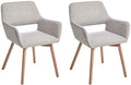Copy of CangLong Leisure Modern Living Dining Room Accent Arm Chairs Club Guest with Solid Wood Legs, Set of 2, Grey
