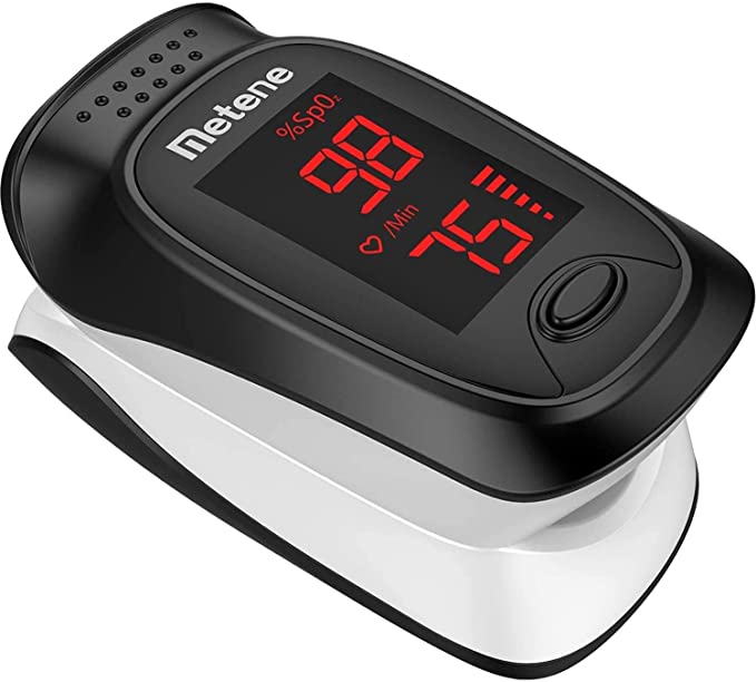 Metene Fingertip Pulse Oximeter, Blood Oxygen Saturation Monitor with Alarming Beep, Portable SpO2 Meter with Batteries and Lanyard