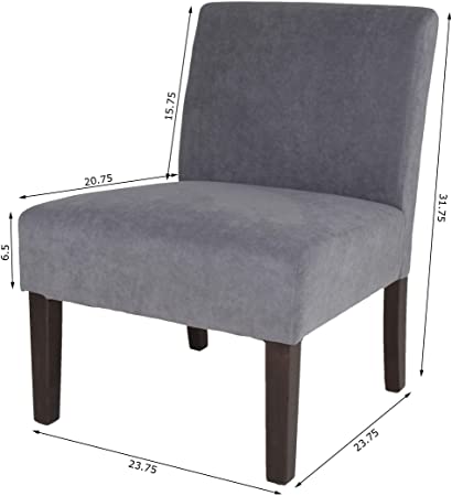 Copy of Zenvida Modern Armless Accent Slipper Chair, Solid Hardwood, 23.75" W