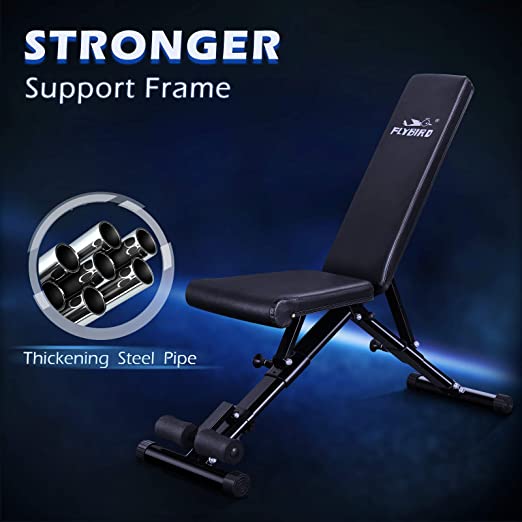 FLYBIRD Weight BenchAdjustable Strength Training Bench for Full Body Workout with Fast Folding-New Version