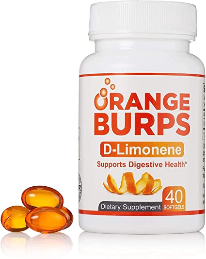 MIH Products | Orange Burps D-Limonene Softgels | All-Natural Orange Peel Extract Acid Reflux & Heartburn Dietary Supplement | Gluten-Free | 1 Bottle Containing 40 Soft Gel Capsules | 500MG Each