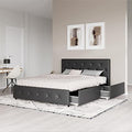 DHP Dakota Upholstered Faux Leather Platform Bed with Storage Drawers - Full Size (Black)