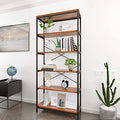 Copy of Solid Open Book Shelves, Tall Morden Bookshelf 6 Foot, Free Standing Display Shelf, 5 Tier Industrial Bookcase for Living Room Bedroom - Black Metal Frame & Rustic Cherry Wooden Shelves