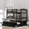 Copy of COODENKEY Twin-Over-Twin Bunk Bed for Kids/Teens with Trundle and 3 Storage Drawers, Bedroom/Guest Room Furniture, Space-Saving Design, White