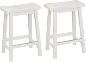 Copy of Amazon Basics Solid Wood Saddle-Seat Kitchen Counter-Height Stool - Set of 2, 24-Inch Height, White