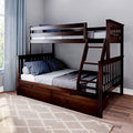 Max & Lily Twin over Full Bunk Bed with Under Bed Storage Drawers, Espresso