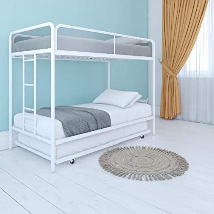 Copy of DHP Triple Metal Bunk Bed Frame, White, Twin