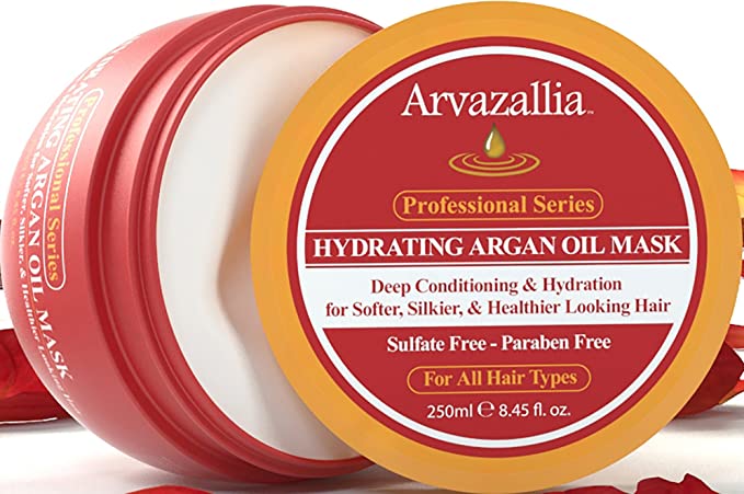 Hydrating Argan Oil Hair Mask and Deep Conditioner By Arvazallia for Dry or Damaged Hair - 8.45 Oz