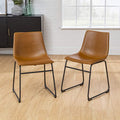 Copy of Walker Edison Douglas Urban Industrial Faux Leather Armless Dining Chairs, Set of 2, Whiskey Brown