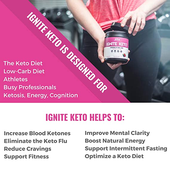 Ignite Keto Energy Supplement - 12g BHB Salts Plus Organic Caffeine - Ketone Drink for Ketosis, Energy, and Focus - Fuel a Ketogenic Diet - Best Beta Hydroxybutyrate Ketones Drink Powder Mix