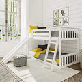 Max & Lily Twin over Twin Low Bunk Bed with Slide, White