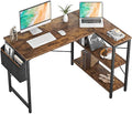 Copy of Small L Shaped Computer Desk, Homieasy 47 Inch L-Shaped Corner Desk with Reversible Storage Shelves for Home Office Workstation, Modern Simple Style Writing Desk Table with Storage Bag(Rustic Brown)