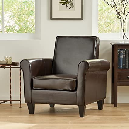 Christopher Knight Home Freemont Leather Club Chair, Chocolate Brown