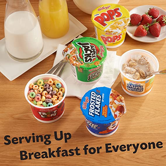 Kellogg's Breakfast Cereal, Variety Pack, Kids Cereal, Assortment Varies, Single Serve (24 Cups)