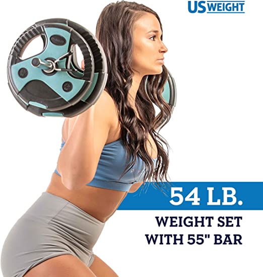 US Weight 54 LB Weight Set with 55" Bar , Black