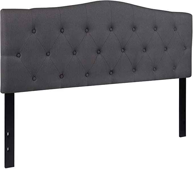 Flash Furniture Cambridge Tufted Upholstered Queen Size Headboard in Dark Gray Fabric