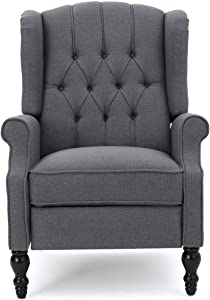 GDF Studio Elizabeth Tufted Charcoal Fabric Recliner Arm Chair