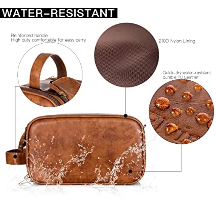 Copy of Elviros Toiletry Bag for Men, Large Travel Shaving Dopp Kit Water-resistant Bathroom Toiletries Organizer PU Leather Cosmetic Bags Visit the Elviros Store