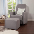 DaVinci Olive Upholstered Swivel Glider with Bonus Ottoman in Grey with Cream Piping, Greenguard Gold & CertiPUR-US Certified