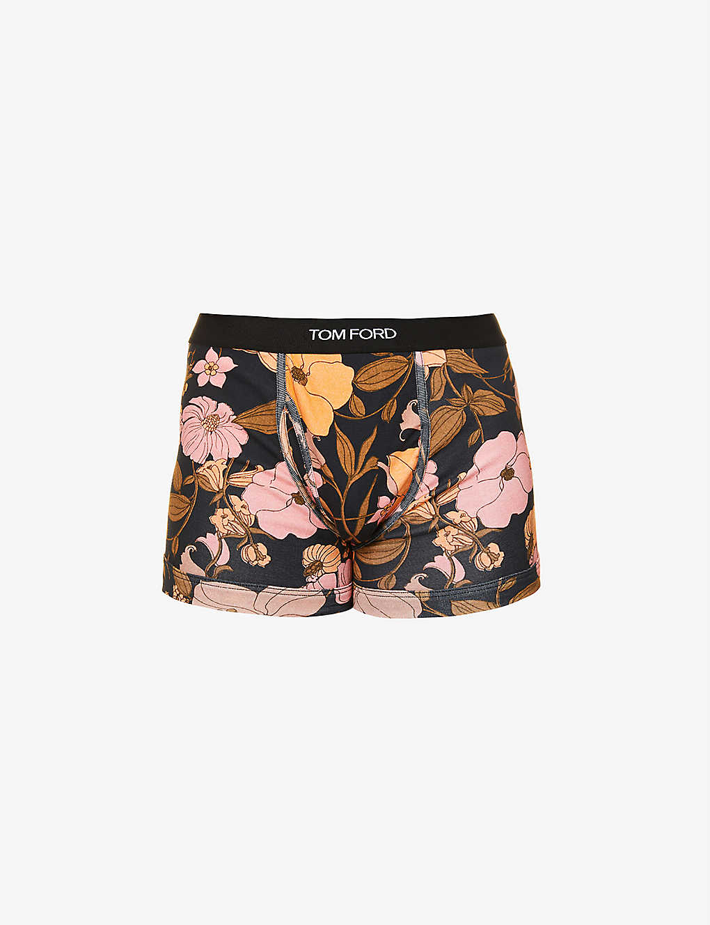 TOM FORD Floral-print fitted stretch-cotton trunks