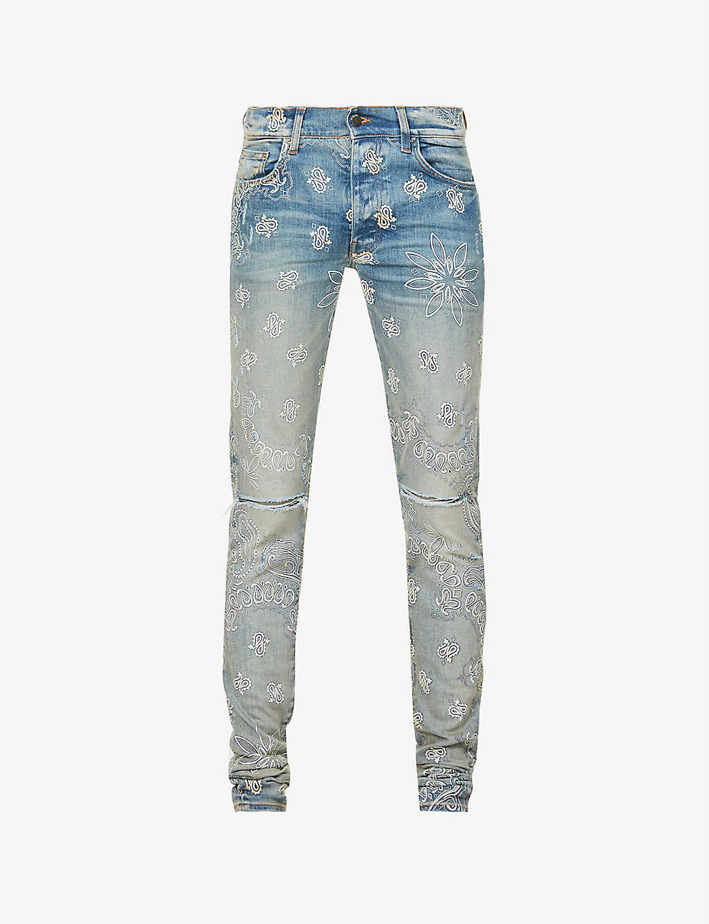 AMIRI Bandana paisley-print slim-fit skinny stretch-denim jeans