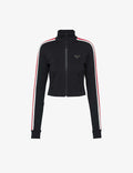 PRADA Striped logo-plaque stretch-recycled polyester jacket
