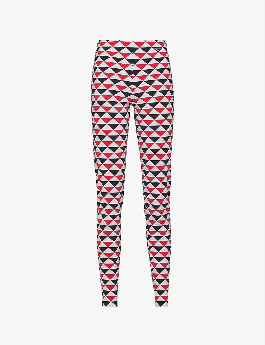 PRADA Geometric-print skinny mid-rise stretch-recycled nylon trousers